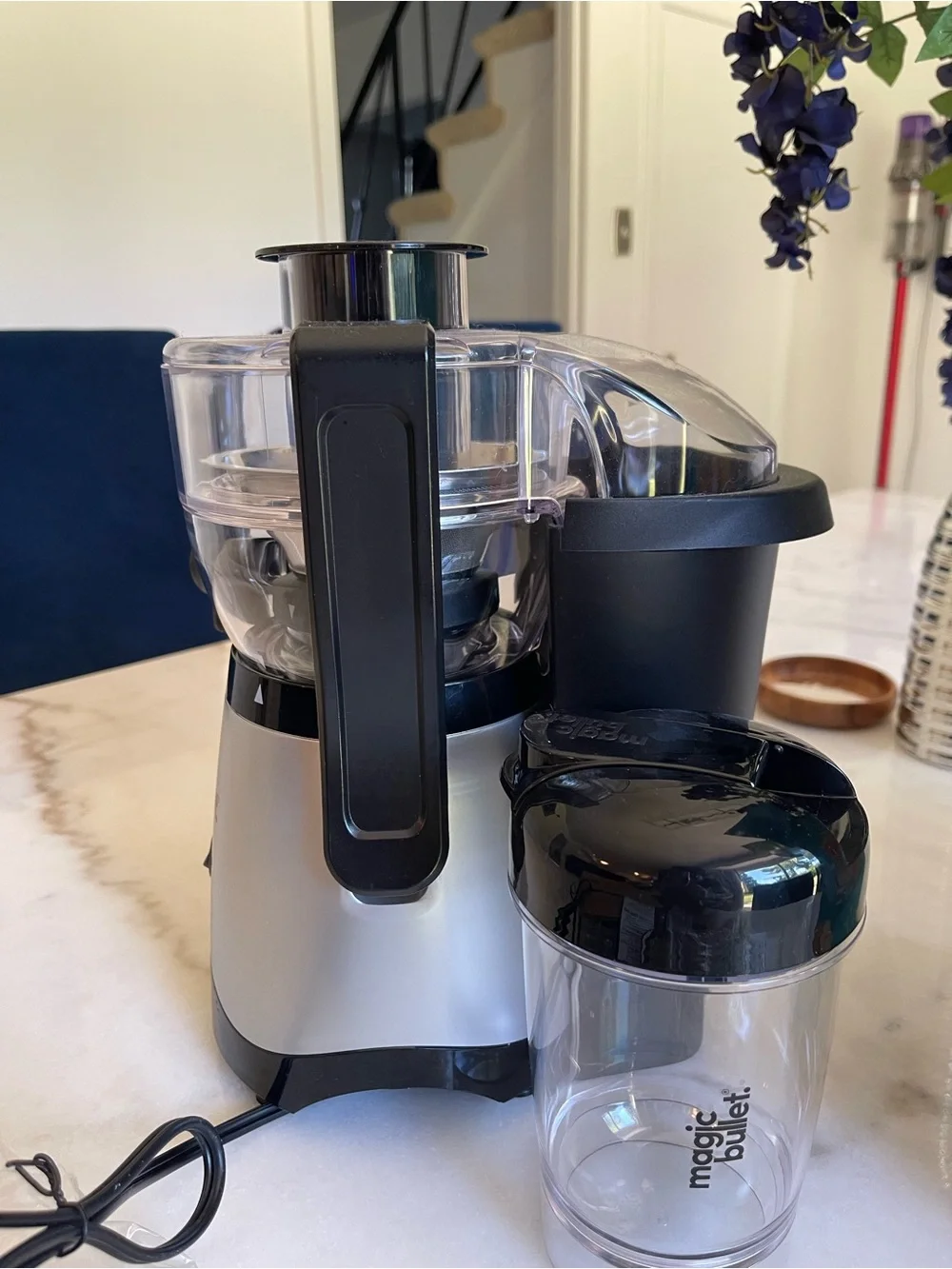 Mini Juicer in Silver and Black - Compact Home Juicer